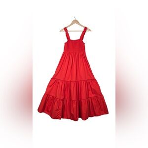 O.P.T. Vibrant Red 100% cotton tiered with ruffle strap Dress small